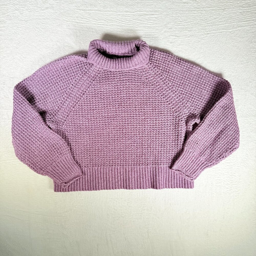 AMERICAN EAGLE Mock Neck Purple Cropped Pullover Sweater‎ Women's Size XS Y2k